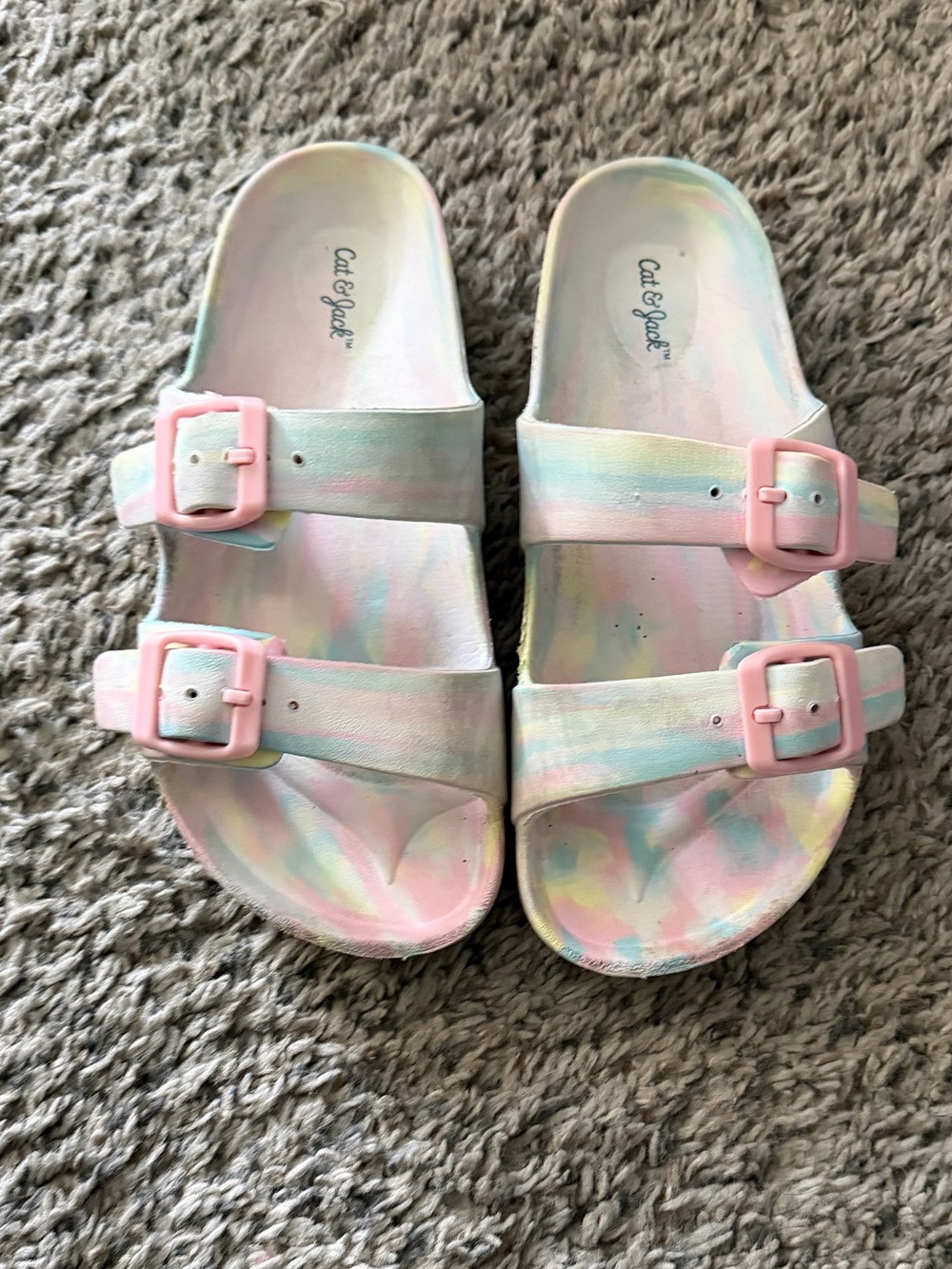 Cat & Jack Pastel Tie-Dye Slide Sandals for Kids - Pink & Multicolor